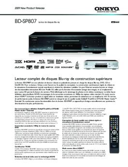 Lecteur complet de disques Blu-ray de construction ... - Onkyo