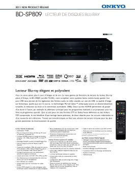 BD-SP809 LECTEUR DE DISQUES BLU-RAY