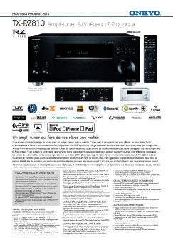 TX-RZ810 Ampli-tuner A/V réseau 7.2 canaux - Onkyo
