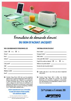 Formulaire de demande d'envoi - Smeg