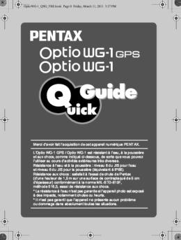 0 Merci d'avoir fait l'acquisition de cet appareil numérique PENTAX ...