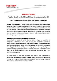 ANNONCES ISE 2015 Toshiba dévoile son logiciel d ...