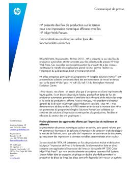 Communiqué de presse HP présente des flux de production sur le ...