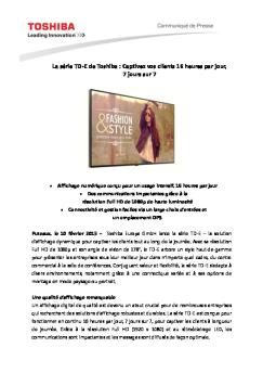 La série TD-E de Toshiba : Captivez vos clients 16 heures par ...