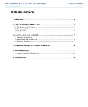 Table des matières - LaCie