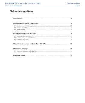 Table des matières - LaCie