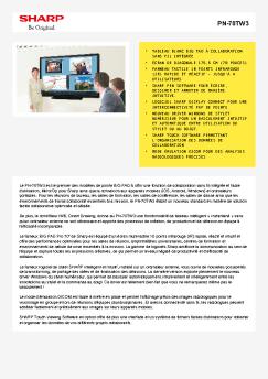 Fiche produit PN70TW3 Suisse - Sharp