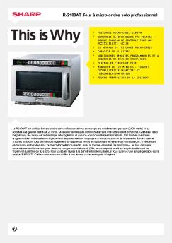 R-2100AT-Four à micro-ondes professionnel - Sharp Electronics