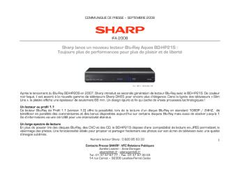 Sharp lance un nouveau lecteur Blu-Ray Aquos BD-HP21S : Toujours ...