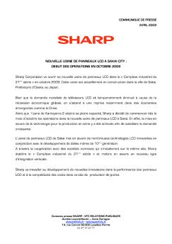 NOUVELLE USINE DE PANNEAUX LCD A SAKAI CITY - Sharp
