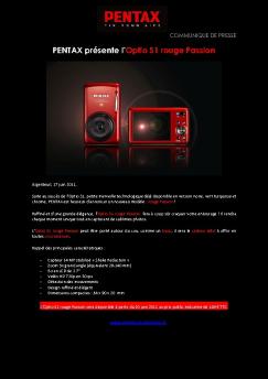 PENTAX présente l'Optio S1 rouge Passion
