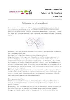 MAMANS TESTENT.COM Audience : 25 000 visites/mois ... - Terraillon