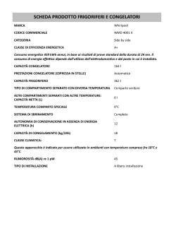 SCHEDA PRODOTTO FRIGORIFERI E CONGELATORI