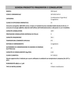SCHEDA PRODOTTO FRIGORIFERI E CONGELATORI