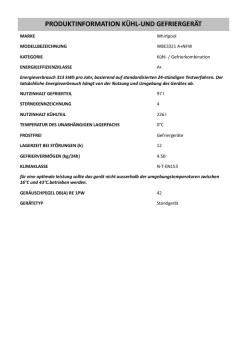 PRODUKTINFORMATION KÜHL-UND GEFRIERGERÄT
