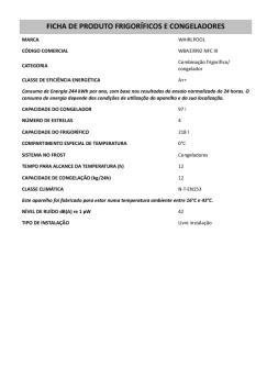 FICHA DE PRODUTO FRIGORÍFICOS E CONGELADORES