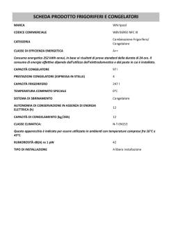 SCHEDA PRODOTTO FRIGORIFERI E CONGELATORI