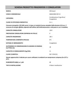 SCHEDA PRODOTTO FRIGORIFERI E CONGELATORI