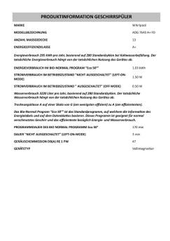 PRODUKTINFORMATION GESCHIRRSPÜLER