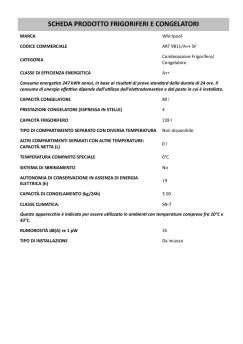 SCHEDA PRODOTTO FRIGORIFERI E CONGELATORI