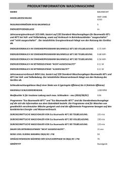 PRODUKTINFORMATION WASCHMASCHINE