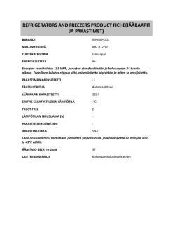 refrigerators and freezers product fiche(jääkaapit ja ...