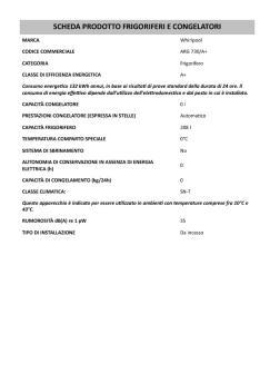 SCHEDA PRODOTTO FRIGORIFERI E CONGELATORI
