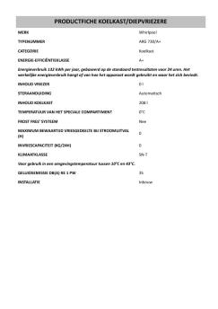 PRODUCTFICHE KOELKAST/DIEPVRIEZERE