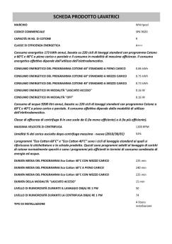 SCHEDA PRODOTTO LAVATRICI