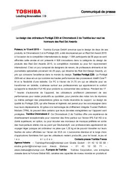 Communiqué de presse - Toshiba