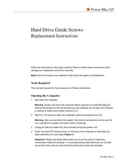 Hard Drive Screws Replacement Instructions - Apple
