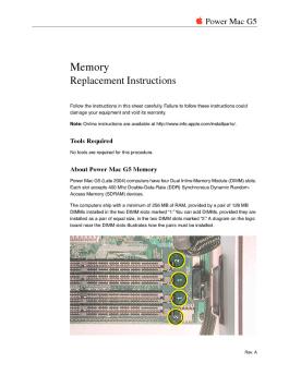 Power Mac G5 Memory Replacement Instructions ... - Apple