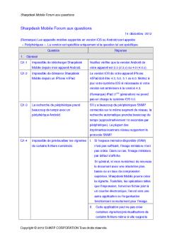 FAQs Sharpdesk Mobile pour iPhone, iPad et Android