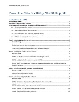 Powerline Network Utility NA200 Help File - Logitech