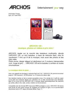 ARCHOS 105 : musique, photos et vidéos à prix mini !