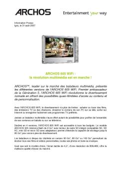 ARCHOS 605 WiFi : la révolution multimédia est en marche !