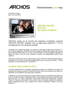 ARCHOS 705 WiFi : pour voir les choses en grand !