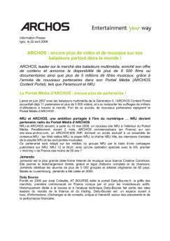 ARCHOS : encore plus de vidéo et de musique sur ses baladeurs ...