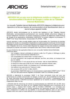 ARCHOS fait un pas vers la téléphonie mobile en intégrant les ...
