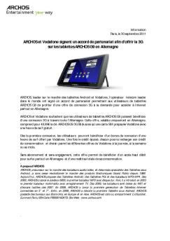 ARCHOS et Vodafone signent un accord de partenariat afin d'offrir ...