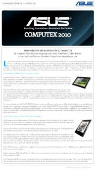 ASUS préSente SeS noUveAUtéS AU CoMpUteX Le nuage du Cloud ...