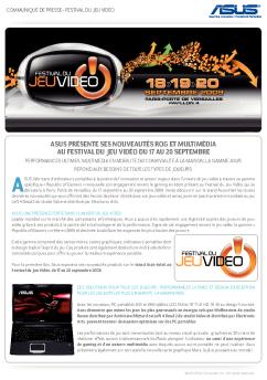 Asus présente ses nouveAutés roG et multimédiA Au FestivAl du Jeu ...