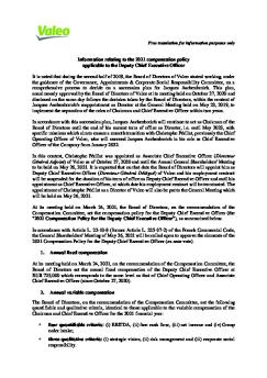 Pr Information Relating To The 2021 Compensation Policy Deputy Ceo