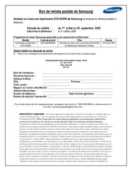 Bon de remise postale de Samsung