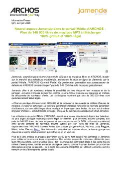 Communiqué de Presse - Archos