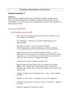 Procédure d'installation des Firmware Comment procéder ...