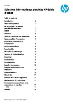 Solutions informatiques durables HP Guide d'achat