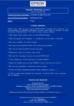 Stagiaire Marketing Services - Epson France