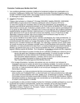 Conditions d'utilisation - Toshiba