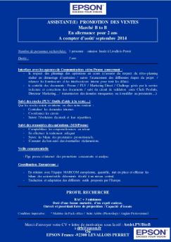 ASSISTANT(E) PROMOTION DES VENTES Marché B to B ...